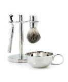 Premium Four Piece Shaving Set with Badger Brush Stand & Removable Bowl - Perfect for Luxury Shaving Experience - Buy Online on GoSupps.com