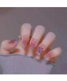 24 Pcs Long Blush Crystal Bow Press on Nails - False Tips Manicure for Women and Girls - Buy Online on GoSupps.com