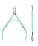 Professional Stainless Steel Cuticle Nipper & Pusher Set - Green | Manicure & Pedicure Tool - Buy Online on GoSupps.com