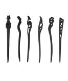 Vintage Chinese Hairpins Set - 6 Wooden Hair Clips & Sticks for Women and Girls - Elegant Black Hair Accessories - Buy Online on GoSupps.com