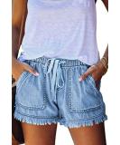 YOCUR Womens Lightweight Shorts Casual Baggy Trendy Short Pants Elastic Waist Drawstring Comfy Shorts Light Blue Medium - Buy Online on GoSupps.com