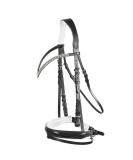 HORZE Grayson Classic Leather Ergonomic Snaffle Dressage Bridle - Black/White Horse - Buy Online on GoSupps.com