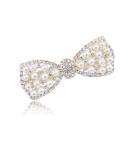 BeeSpring Silver Korean Style Crystal Rhinestone Butterfly Hair Barrette with Pearls for Women and Girls - 1Pcs - Buy Online on GoSupps.com