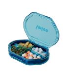 Blue 4 Compartment Pill Box - Portable Moisture-Proof Pill Organizer for Medication & Supplements - International Shipping Available - Buy Online on GoSupps.com