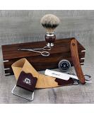 Classic Men's Shaving Set - Straight Razor Silver Tip Brush Leather Strop & Scissors | Premium Gift Box f r Men's Grooming - Buy Online on GoSupps.com