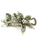 Vwhite Women's Green Flower Crystal Hair Clip Barrette | Hair Accessory - Buy Online on GoSupps.com