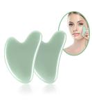 2 Partial Gua Sha Stones - Harz Anti-Aging Face Massage Tool for Meridian Clarity | Green Massage Stones for Face Neck Back & Legs - Buy Online on GoSupps.com