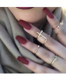 Flora Matte Ballerina Fake Nails - Vine Red Medium Press-On Nails for Women & Girls (24 Pieces) - Full Cover Artificial Nails - Buy Online on GoSupps.com