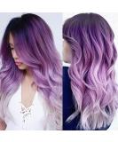 Wiwige Long Curly Wavy Ombre Purple Synthetic Wig for Women - Perfect for Daily Wear, Parties, Halloween & Cosplay with Free Wig Cap Included - Buy Online on GoSupps.com