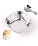 2 Pcs Small Animal Bowl Stainless Steel Single Hamster Feeder Small Dish Spoon Pet Food Bowl for Small Animal Rabbit Hamster - Buy Online on GoSupps.com