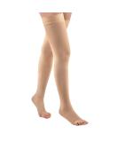 GODORIO Toeless Thigh High Compression Stockings 15-20 mmHg - Beige M | Men & Women Circulation Support with Silicone Dot Band - Buy Online on GoSupps.com