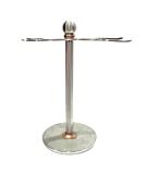 Luxury Razor and Brush Stand, The Admiral by VIKINGS BLADE, Ancient Viking Look with Heavy Distressed Stainless Steel & Brass, Extra Wide Openings, Fits Most Razors and Brushes - Buy Online on GoSupps.com
