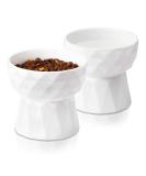 Frewinky Ceramic Cat Bowls - Anti Vomiting Raised Cat Food & Water Bowl Set - 13.5 Oz Pure White - Buy Online on GoSupps.com