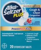 ALKA-SELTZER PLUS Powerfast Fizz Cough & Chest Congestion Medicine 20ct Effervescent Tablets - Buy Online on GoSupps.com