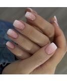 Pink White Gradient Press on Nails - Short Square Ombre Fake Nails for Women & Girls | 24 Pcs Acrylic Stick on Designs for Weddings - Buy Online on GoSupps.com