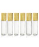 Buy 6 Count 10ml Bamboo Roll-On Bottles for Essential Oils | Clear Glass with Bamboo Lid | Portable Aromatherapy & Perfume Vials - Buy Online on GoSupps.com
