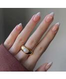 Justotry 24-Piece Almond Pearls Press On Nails - Glossy Nude Oval & White French Artificial Fingernails for Women - Short Acrylic Fake Nails - Buy Online on GoSupps.com