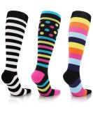 Beister Compression Socks 15-20 mmHg for Men & Women - 3 Pairs, Multi-Colour-01, Knee High Support Hose for Running & Sports | S-M - Buy Online on GoSupps.com