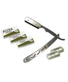 CS-102 Stainless Steel Professional Barber Straight Edge Razor | Includes 15 Astra Double Edge Blades - Best for Barbers & Shaving Enthusiasts - Buy Online on GoSupps.com