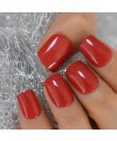 24pcs UV Shiny Red Square Fake Nails Kit - Short False Nail Tips for Office & Home Wear - Buy Online on GoSupps.com