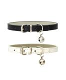 Pack of 2 Leather Cat Collars with Elastic Safety Belt - Ideal for Cats & Kittens | International Shipping Available - Buy Online on GoSupps.com