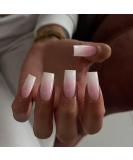 Shop KQueenest Ombre Pink Long Press On Nails | 24 Pcs Coffin & French Tips - Thick Gel Acrylic False Nails for Women - Buy Online on GoSupps.com