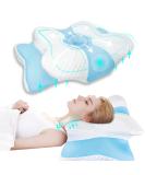 Memory Foam Cervical Pillow - Househerb Multifunctional Ergonomic Contour Pillow for Neck and Shoulder Pain Relief - Washable Pillowcase - Blue - Buy Online on GoSupps.com