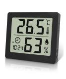 Pitasha Digital Thermo-Hygrometer - 3.2 Inch LCD Desktop Thermometer & Hygrometer with Temperature Humidity Display & Clock (Black) for Accurate Room Monitoring - Buy Online on GoSupps.com