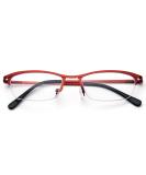 KoKoBin Metal Half Frame Reading Glasses with Blue Light Filter for Men & Women - Red 2.5 Diopters Spring Hinge - Buy Online on GoSupps.com