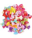 50 Pcs Assorted Dog Hair Bows with Elastic Rubber Bands Cute Patterns Hair Grooming Accessories for Small Dog Cat Puppy - Buy Online on GoSupps.com