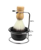 Beavorty Shaving Foam Bowl & Badger Brush Set - Essential Men's Grooming Kit for Travel | Black 12x8.5cm - Buy Online on GoSupps.com