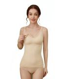 Dreamburn Women's Nursing Tank Top with Built-In Bra - Maternity Camisole for Breastfeeding (Medium, Beige) - Buy Online on GoSupps.com