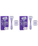 Gillette Venus Deluxe Smooth Swirl Razor for Women - Skin-Protecting Moisture Strips + 3 Blades (2 Pack) - Buy Online on GoSupps.com