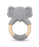 Elephant Baby Teething Toy - Natural Wooden Ring, Food-Grade Silicone, 12+ Months - Buy Online on GoSupps.com