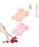 Buy Silicone Socks for Moisturized Feet | 2 Pairs Pink Rose & Skin Color for Dry Cracked Skin - Buy Online on GoSupps.com