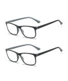 MMOWW 2-Pack Reading Glasses for Men & Women - Anti-Blue Light Computer Glasses with Spring Hinges (Gray 3.0) - Stylish & Comfortable Vision Support - Buy Online on GoSupps.com