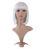 MapofBeauty Fashion Girl White Natural Short Straight Wig with Smooth Bangs - Premium Ladies Wig for Effortless Style - Buy Online on GoSupps.com