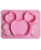 SFCCMM Toddler Silicone Divided Plate - Non-Slip Suction Baby Dinnerware (Dinosaur Pink) - Buy Online on GoSupps.com