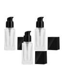 minkissy 3pcs Empty Glass Pump Bottles Square Cosmetic Bottles Refillable Makeup Dispensers for Foundation Lotion Cream 30ml (Black Cap) - Buy Online on GoSupps.com