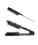 Clamp Hair Brush Straightener Detangler Splint Comb Nylon Bristle Double Sided Straightening Brush Air Vented Flat for Wet Dry Fine Thick Natural Hair Black - Buy Online on GoSupps.com