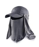 ELLEWIN Fishing Hat Sun Cap UPF 50+ Outdoor Hiking Hat with Removable Mesh Face Neck Flap Cover Windproof Strap Grey - Buy Online on GoSupps.com