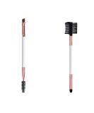 Professional Duo Eyebrow Brush Set with Angled Eye Brow Brush and Spoolie Comb - White - Buy Online on GoSupps.com