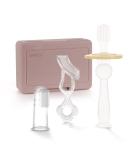 Haakaa Training Toothbrush Set - Soft Silicone Oral Care Kit for Baby, Infants, Toddlers & Kids - Blush - Buy Online on GoSupps.com