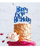 Happy 60th Birthday Fun Style Cake Topper (Made in UK) - Dark Blue - Buy Online on GoSupps.com