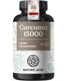 Nature Love Curcuma Extract 15000 - 90 capsules - High: Curcuma extract with 95% curcuminoids - turmeric capsules with piperine and turmeric powder - vegan laboratory test & produced in Germany - Buy Online on GoSupps.com