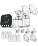 2023 Upgraded Double Electric Breast Pump with 8 Pouches, Adapters | Pain-Free, Powerful, Portable Silicone Pump - White-02 - Buy Online on GoSupps.com