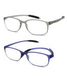 Mcoorn Reading Glasses 1.5x - Flexible Lightweight Anti-Blue & Anti-Reflective (2 Pack) for Men & Women with Case - Grey + Blue - Buy Online on GoSupps.com