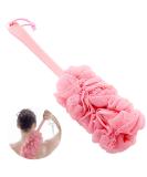 Limeow Pink Shower Sponge - Mesh Bathing Back Scrubber & Brush | Long Grip for Relaxing Muscle Relief - Perfect for Men & Women - Buy Online on GoSupps.com