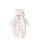 VICROAD Baby Hooded Knitted Romper | Newborn Boys & Girls Sweater Jumpsuit | 6-12 Months | Beige - Buy Online on GoSupps.com