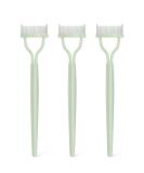 Eyelash Comb & Curler Set - 3 Pcs Metal Teeth Mascara Applicator & Eyebrow Brush - Perfect Eye Lash Tool in Light Green - Buy Online on GoSupps.com
